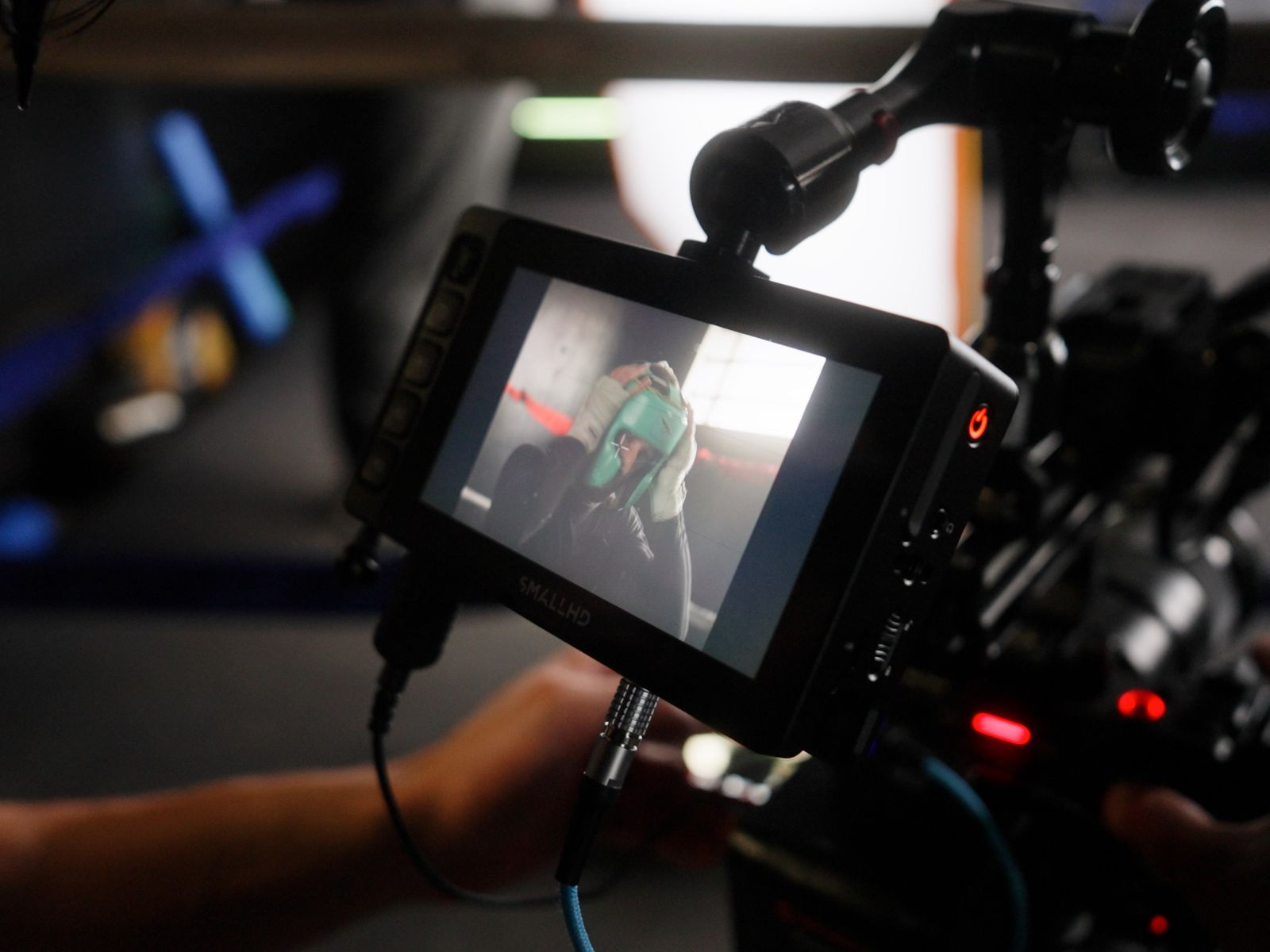 The camera monitor during the gym shoot