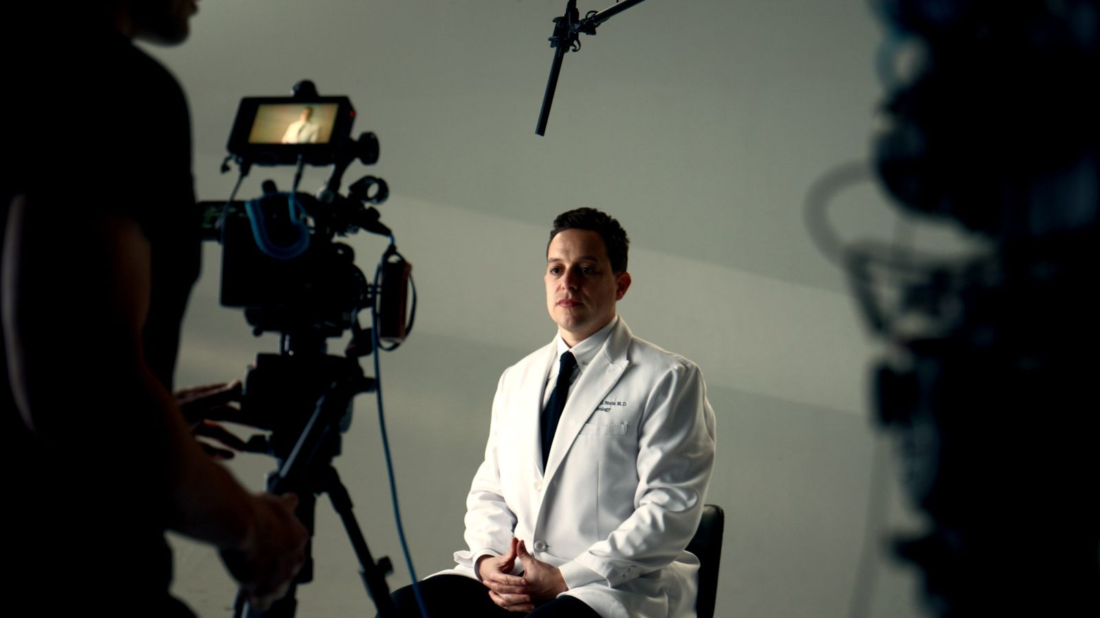 Interview setup with Dr. Stein and the camera rig
